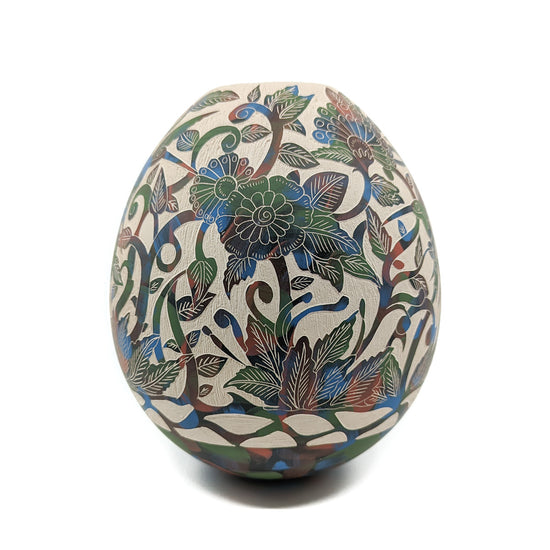 Sgraffito Olla with Hummingbirds and Flowers