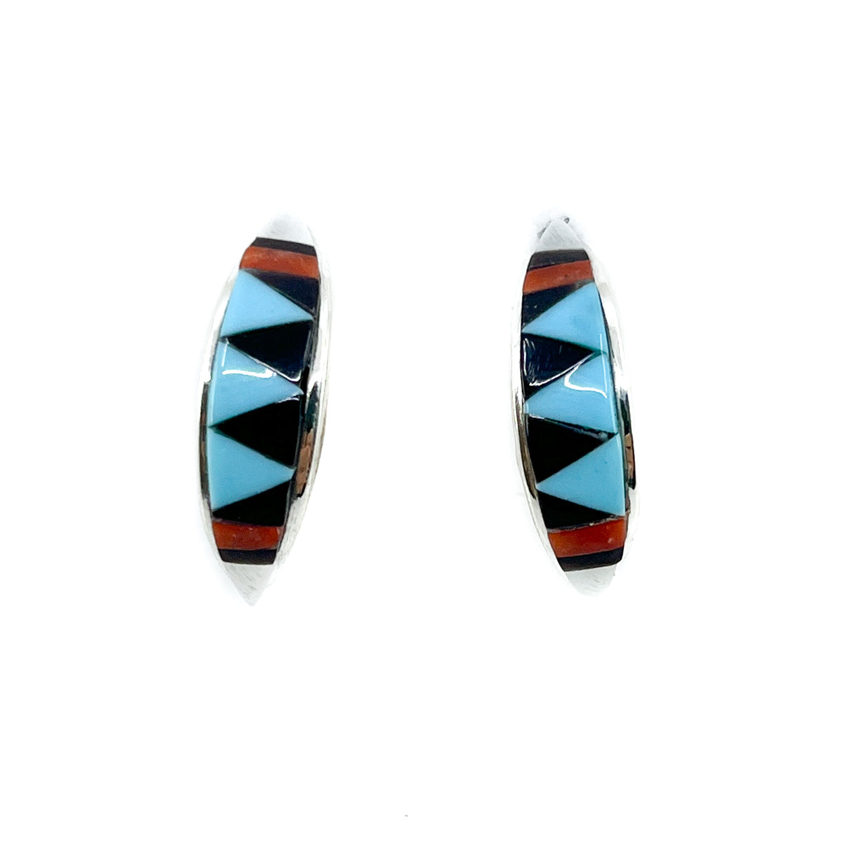 Zuni Multicolor Inlay Half Hoop Earrings