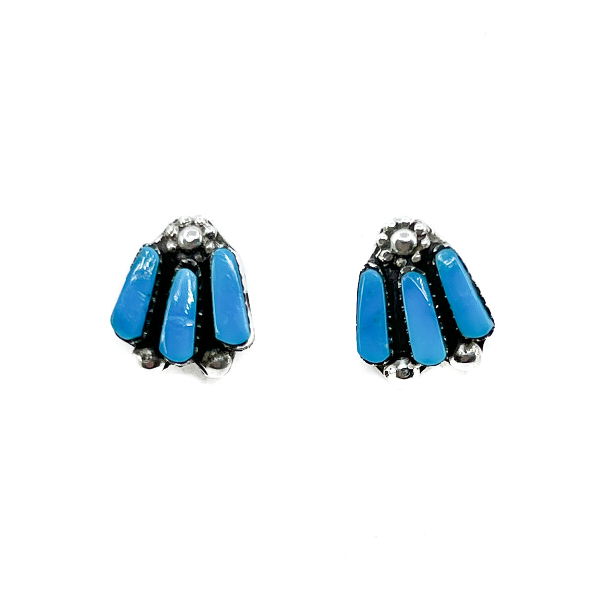 Three Stone Turquoise Earrings - Zuni