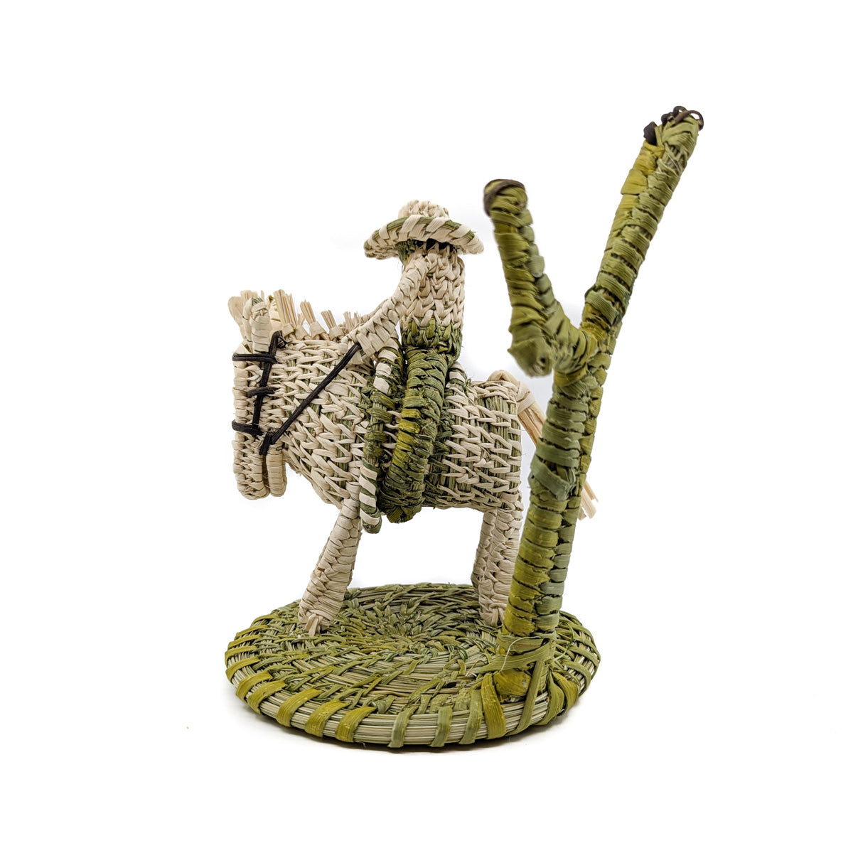 Cowboy and Horse with Saguaro Woven Sculpture