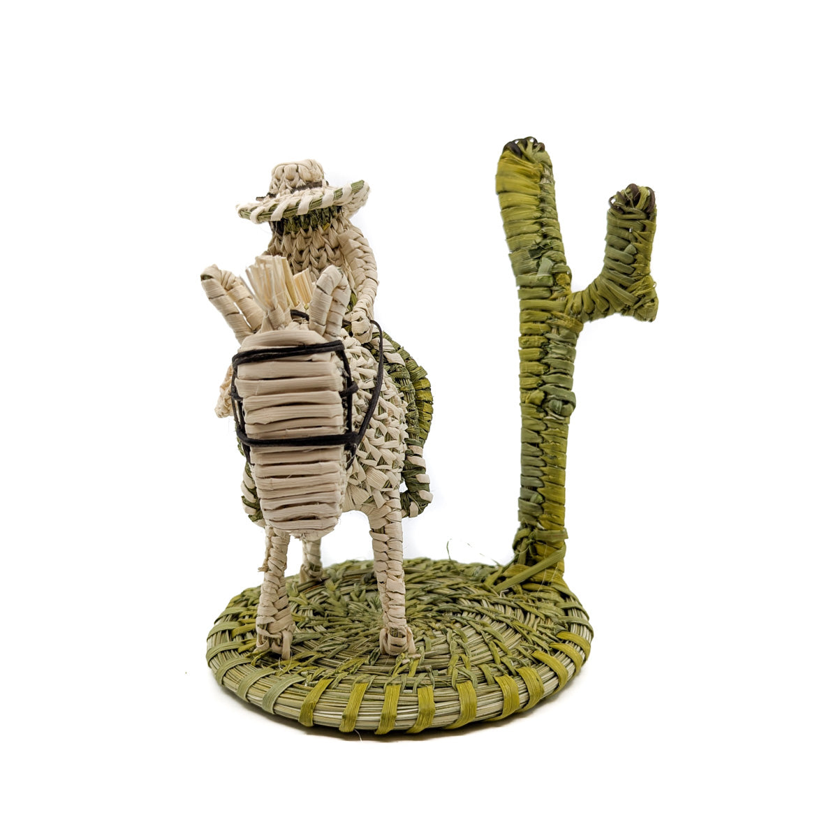 Cowboy and Horse with Saguaro Woven Sculpture