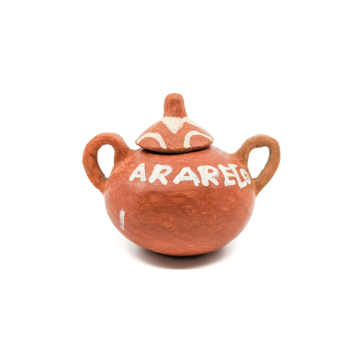 Small Rarámuri lidded bowl with handles, circa 1980's Approx. 4.5 inches high x 5.5 inches wide including handles Handcrafted by Rarámuri artisans from the Sierra Madre of Northern Mexico (Chihuahua) From the private collection of NS/S Founders, Mahina Drees and the late Barney Burns, Tucson, Arizona