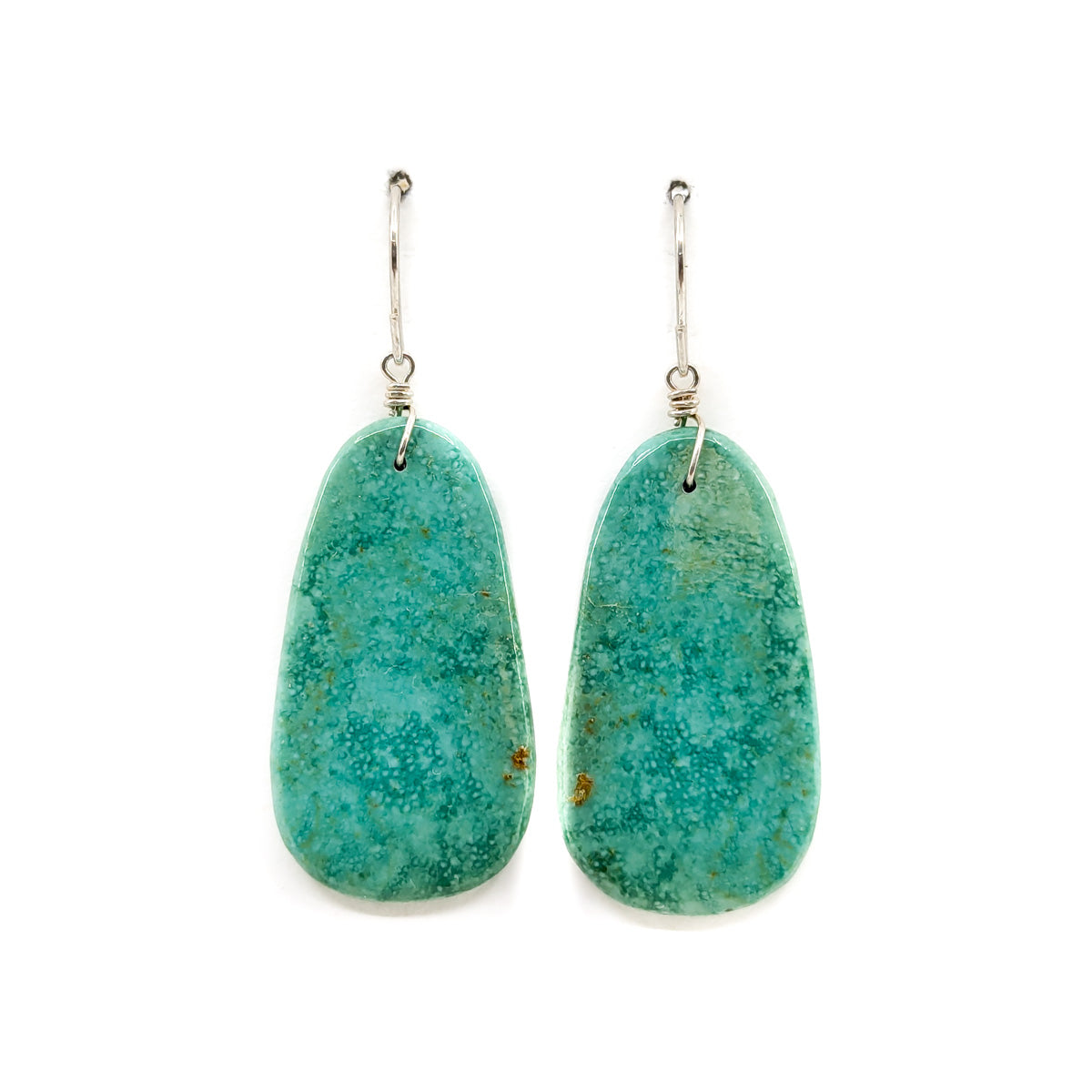 Greenish Blue Turquoise Slab Earrings