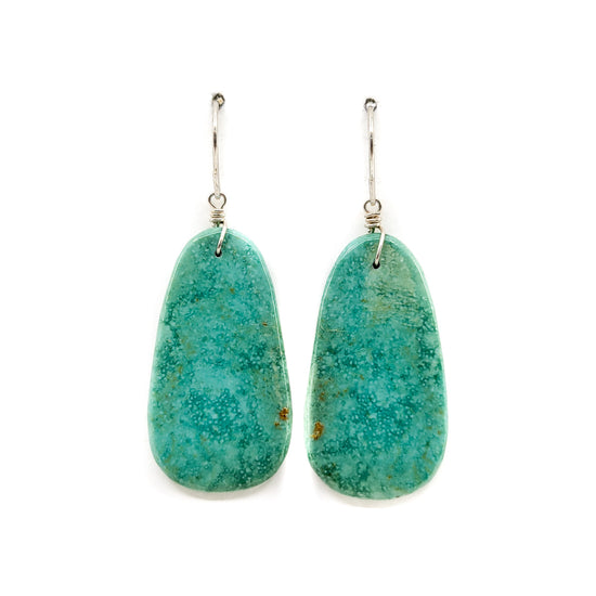 Greenish Blue Turquoise Slab Earrings