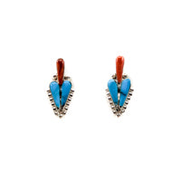 Zuni Turquoise and Coral Post Earrings