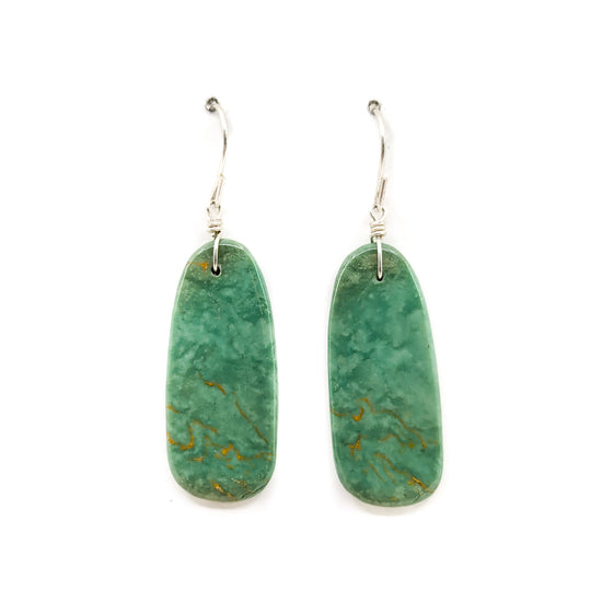 Soft Green Turquoise Slab Earrings