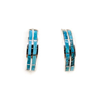 Double Row Turquoise Channel Inlay Hoop Earrings