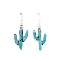 Zuni Inlay Turquoise Saguaro Earrings