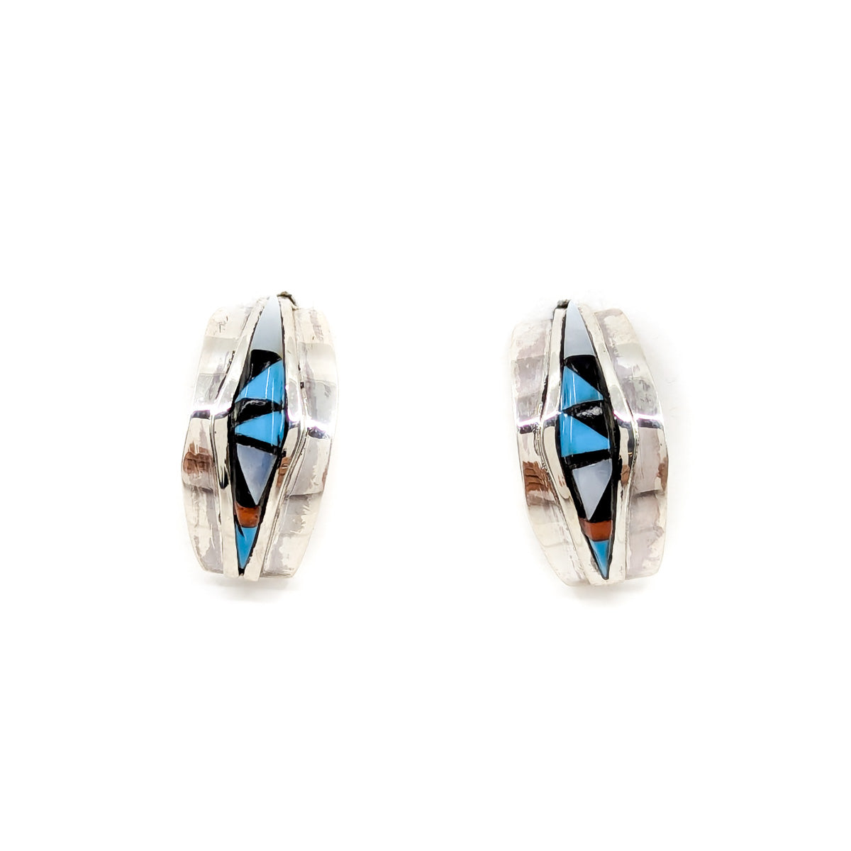 Zuni Mosaic Inlay Hoop Earrings