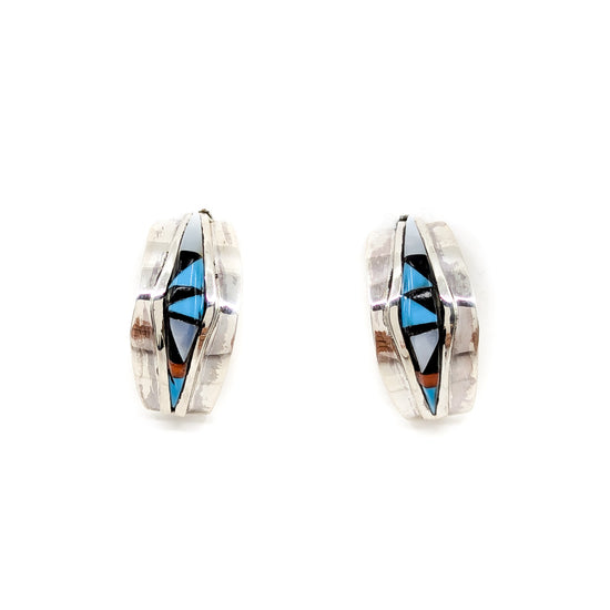 Zuni Mosaic Inlay Hoop Earrings
