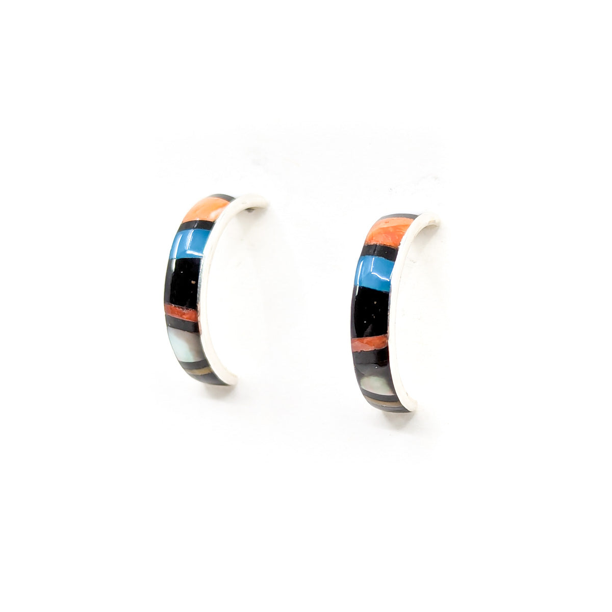 Mosaic Inlay Half Hoop Earrings