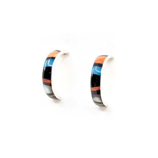 Mosaic Inlay Half Hoop Earrings