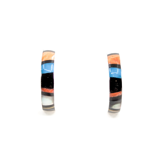 Mosaic Inlay Half Hoop Earrings
