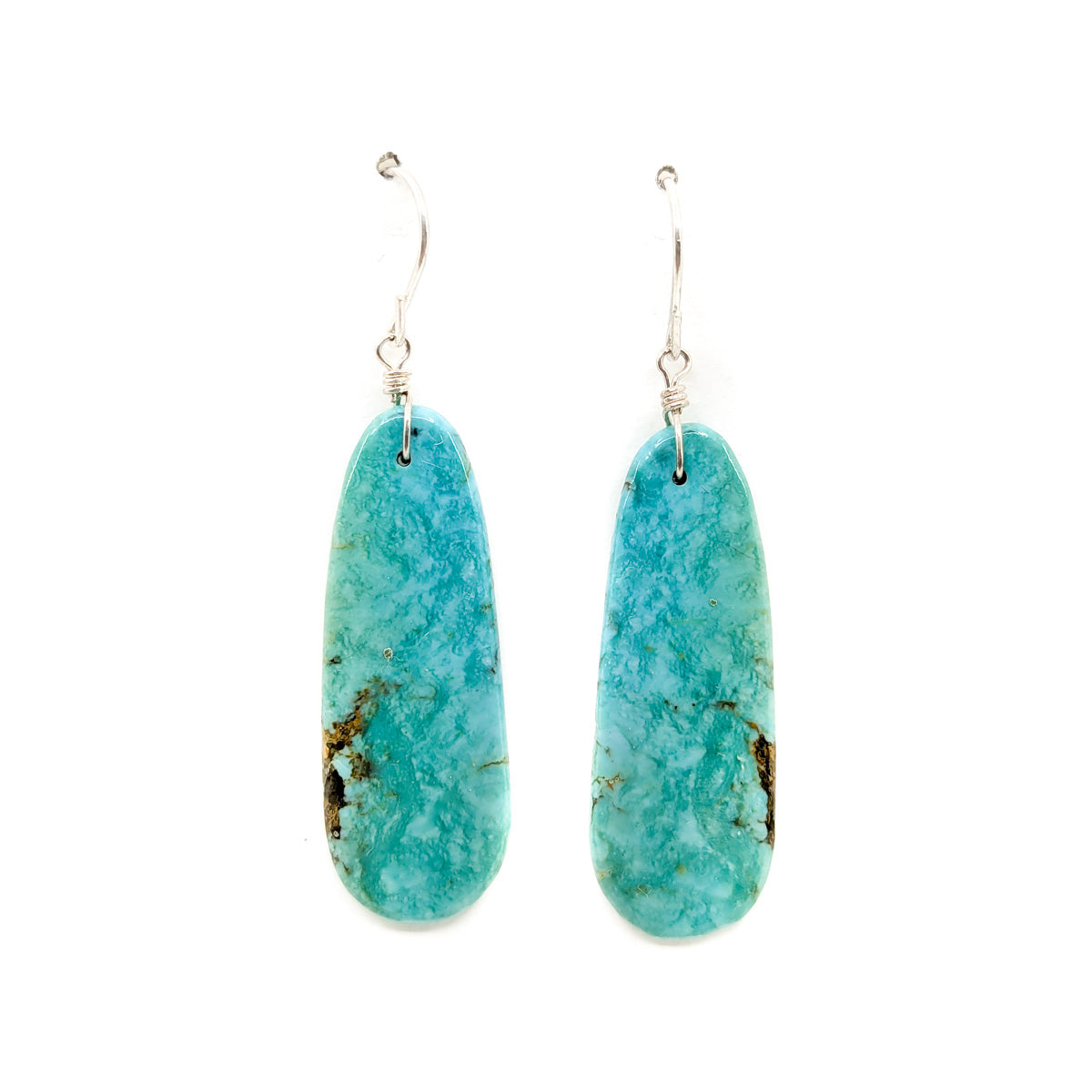 Long Narrow Turquoise Slab Earrings