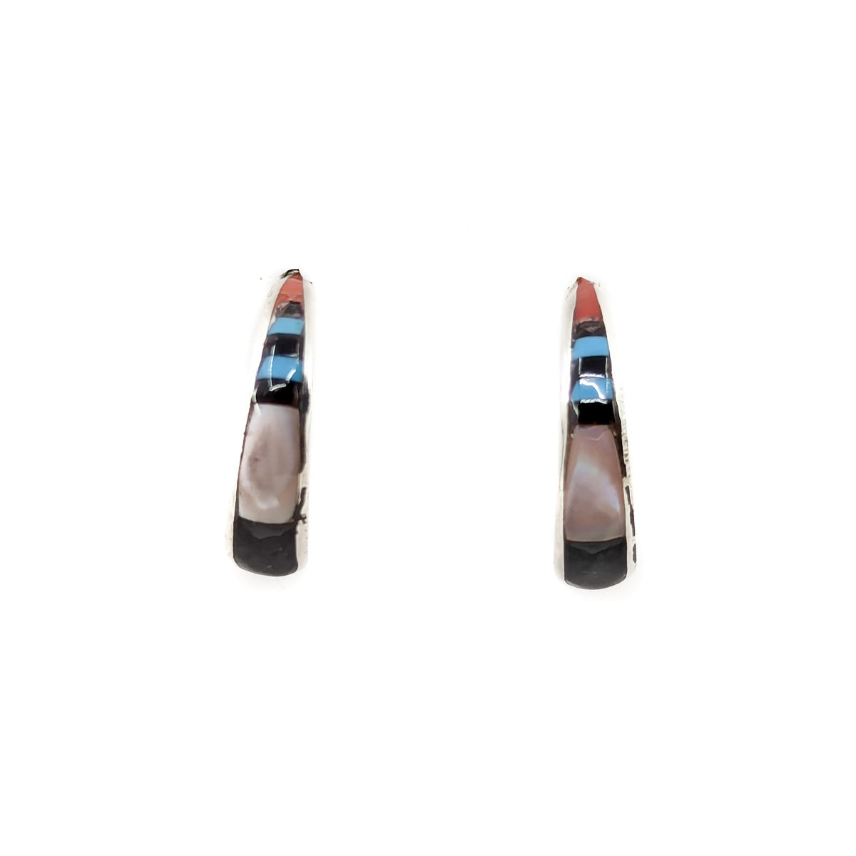 Zuni Inlay Half Hoop Earrings