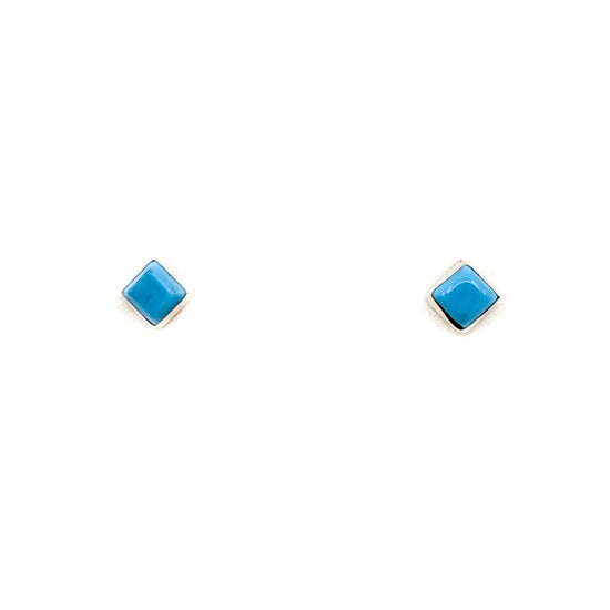 Tiny Turquoise Square Stud Earrings