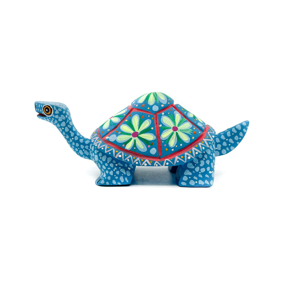 Teal Turtle with Green Flowers