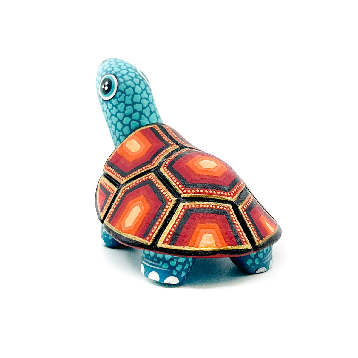 Small Turquoise Turtle with Red & Orange Shell