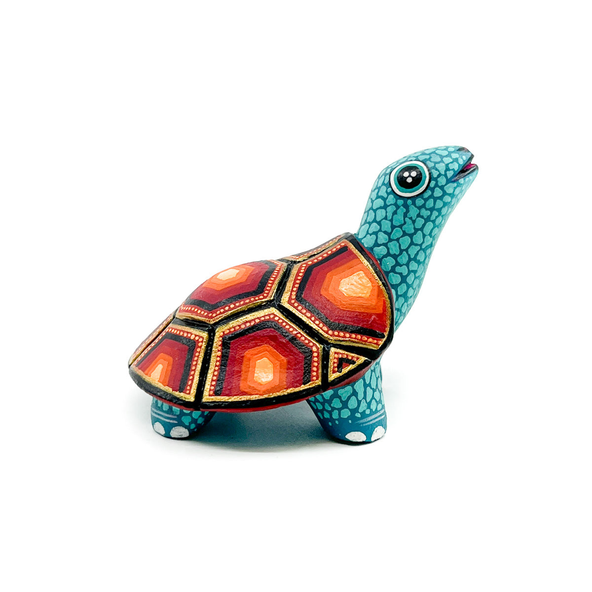 Small Turquoise Turtle with Red & Orange Shell