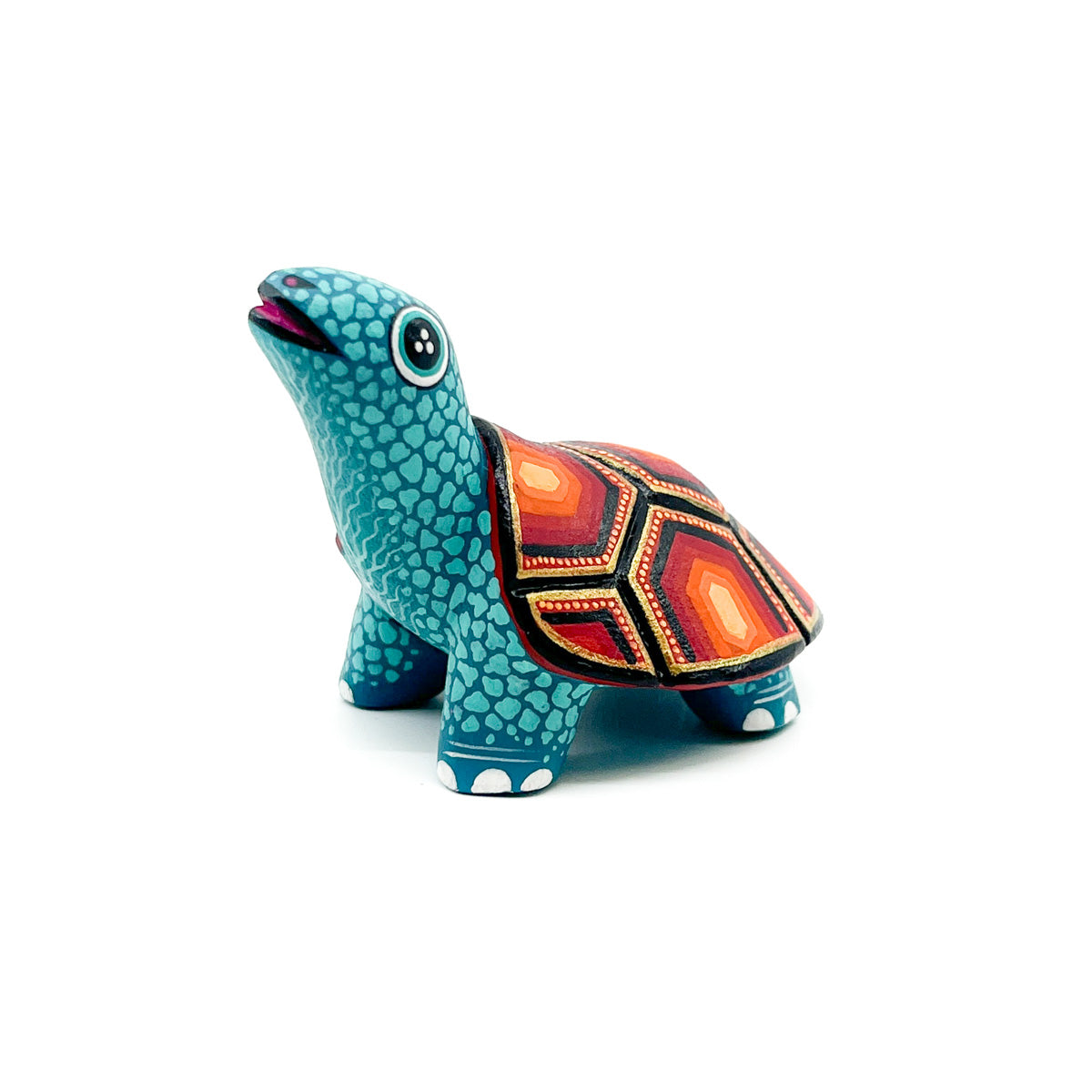 Small Turquoise Turtle with Red & Orange Shell