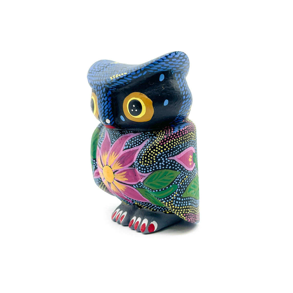 Dark Blue Owl with Flowers