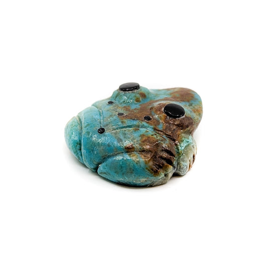 Turquoise Frog with Jet Eyes and Accents by Georgette Quam