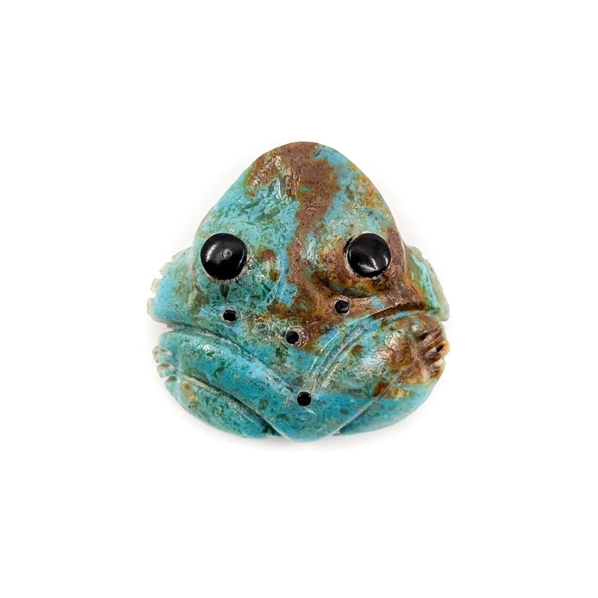 Turquoise Frog with Jet Eyes and Accents by Georgette Quam