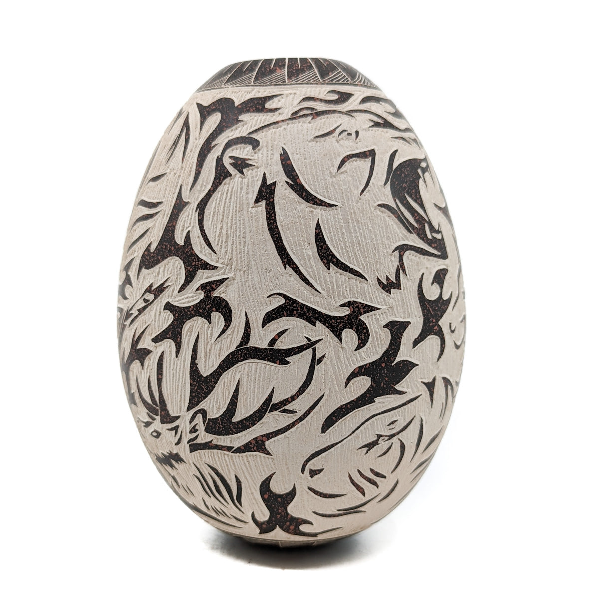 Abstract Sgraffito Wildlife Jar