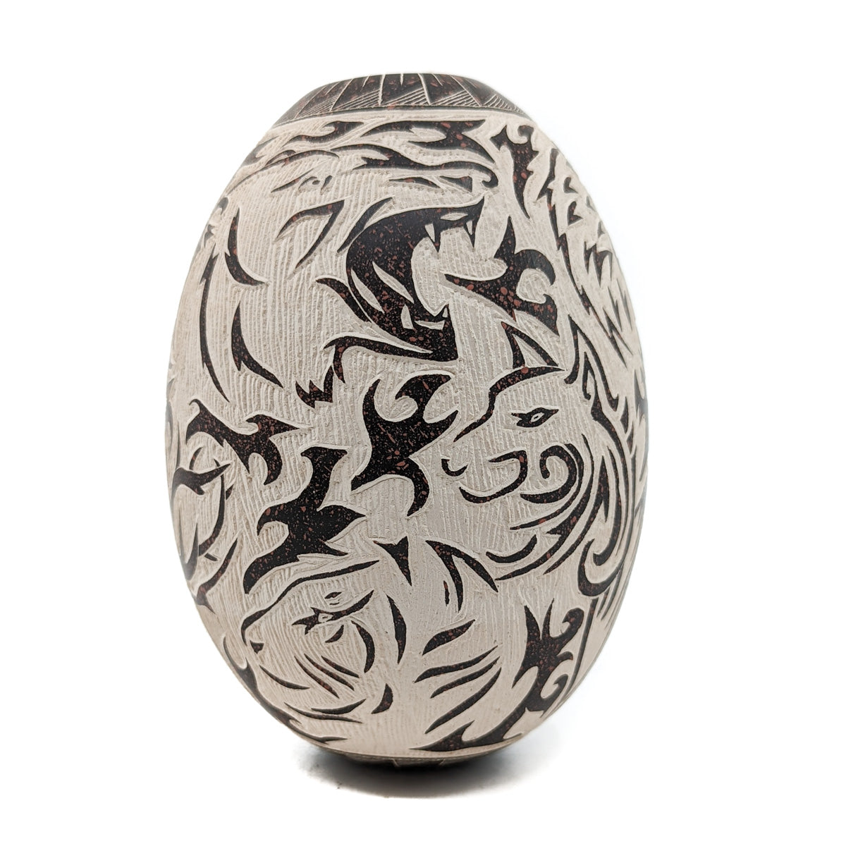 Abstract Sgraffito Wildlife Jar