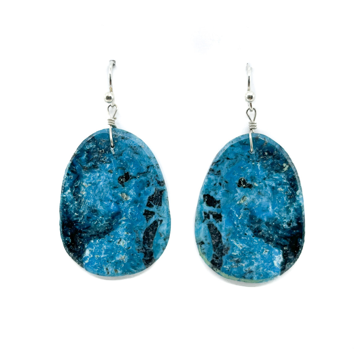 Turquoise Slab Earrings with Distictive Matrix Pattern