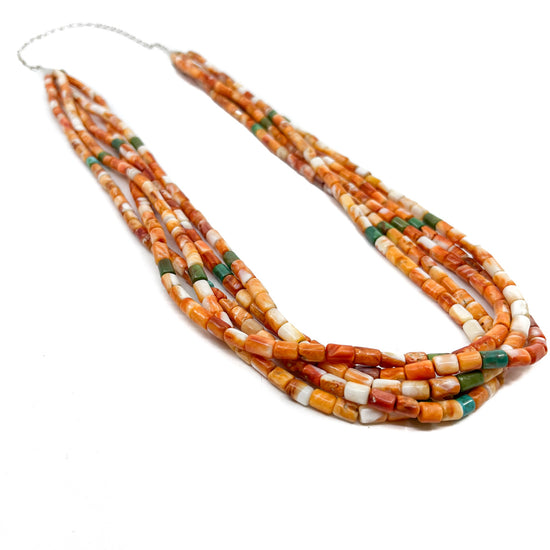 Colorful 5 Strand Spiny Oyster Shell Heishi Necklace