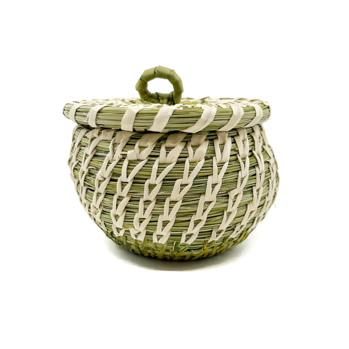 Medium Green & White Lidded Basket – Native-Seeds-Search