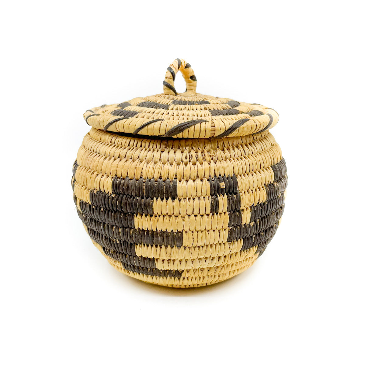 Tohono O'odham Lidded Basket with Flying Doves