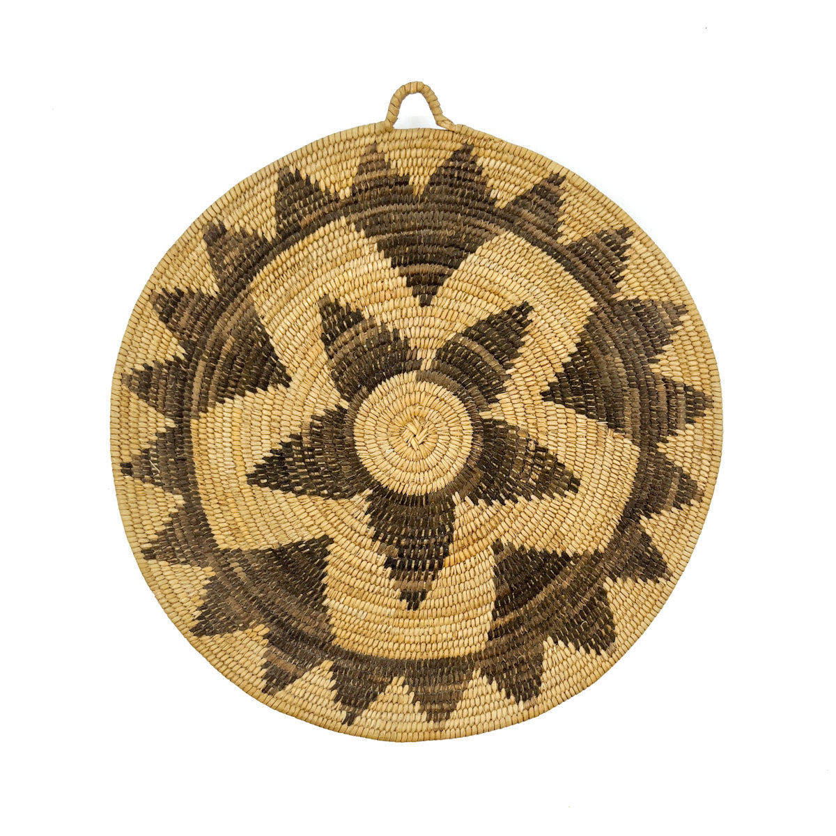 Vintage Tohono O'odham Finely Woven Sun Motif Plaque